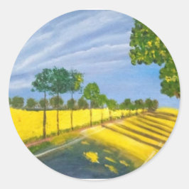 Gouden velden en pad ronde sticker