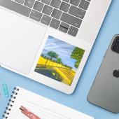 Gouden Velden en Pad Sticker (Laptop met iPhone)