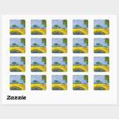 Gouden velden en pad vierkante sticker (Vel)