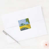 Gouden velden en pad vierkante sticker (Envelop)