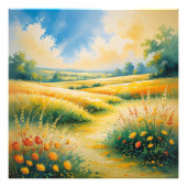 Gouden Velden Onder Een Levendige Hemel Foto Afdruk (Voorkant)