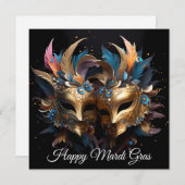 Gouden Venetiaans masker Carnaval Mardi Gras Feestdagenkaart (Voorkant / Achterkant)