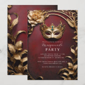 Gouden Venetiaanse masker maskerade bal Kaart (Voorkant / Achterkant)