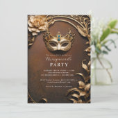 Gouden Venetiaanse masker maskerade bal Kaart (Staand voorkant)