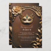 Gouden Venetiaanse masker maskerade bal Kaart (Voorkant / Achterkant)