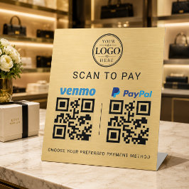 Gouden Venmo Paypal Scan om te betalen Tafelblad D Reclamebord Met Voetstuk