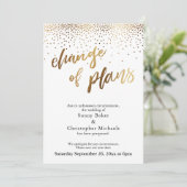 Gouden "Verandering van Plannen" Huwelijksuitstelk Kaart (Staand voorkant)