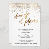 Gouden "Verandering van Plannen" Huwelijksuitstelk Kaart (Voorkant / Achterkant)