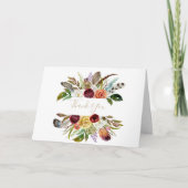 Gouden veren Boho gevouwen bruiloft dank u kaart (Voorkant)