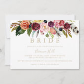 Gouden veren Boho Tropical Bride Vrijgezellenfeest Kaart (Voorkant)