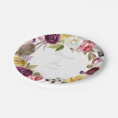 Gouden veren Boho tropische bloemen bruiloft taart Papieren Bordje (Gekanteld)