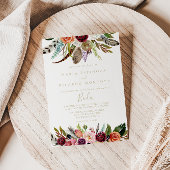 Gouden veren Boho tropische bloemen Spaanse bruilo Kaart