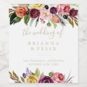 Gouden veren Boho tropische bruiloft wijn labels Etiket (Enkel label)