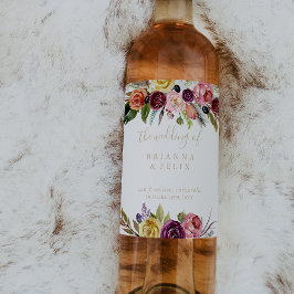 Gouden veren Boho tropische bruiloft wijn labels Wijn Etiket