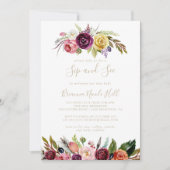 Gouden veren Boho Tropische Sip en zie uitnodiging (Voorkant)