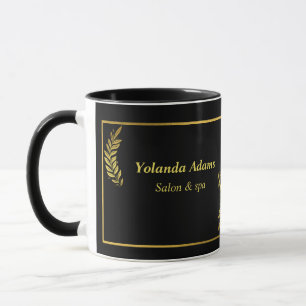 Gouden veren en rand zwart mok