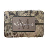 Gouden veren Glitter Zebra Print Monogram Badmat (Voorkant)