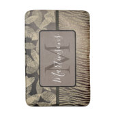Gouden veren Glitter Zebra Print Monogram Badmat (Voorkant Verticaal)