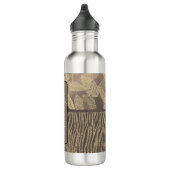 Gouden veren Glitter Zebra Print Monogram Waterfles (Rechts)