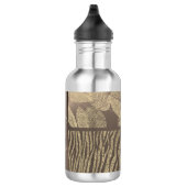 Gouden veren Glitter Zebra Print Monogram Waterfles (Rechts)