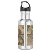Gouden veren Glitter Zebra Print Monogram Waterfles (Achterkant)