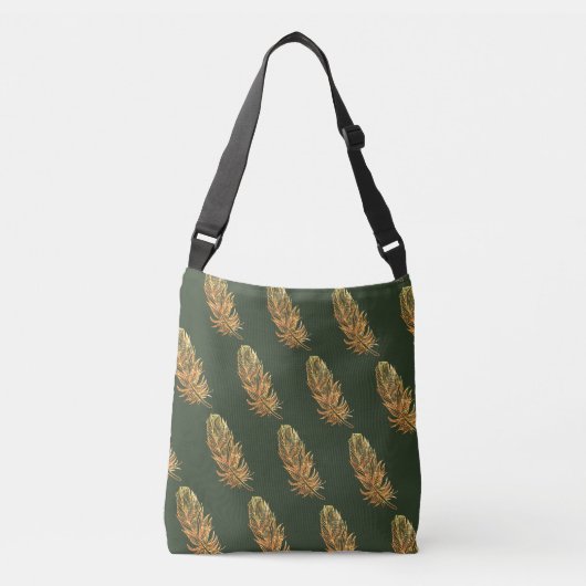 Gouden veren Groene Gift TagTote Bag Crossbody Tas (Voorkant)