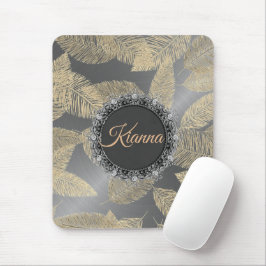 Gouden Veren op Slank Zilver Gepersonaliseerd Muismat
