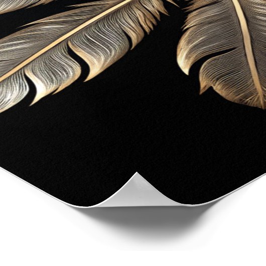 Gouden veren: symmetrisch Starburst-ontwerp Poster (Hoek)