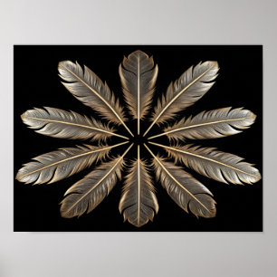 Gouden veren: symmetrisch Starburst-ontwerp Poster