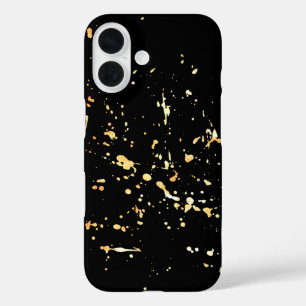 Gouden verf Splatter op zwart iPhone 16 Hoesje