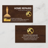 Gouden verfborstel houten textuur visitekaartje (Voorkant / Achterkant)