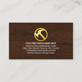 Gouden verfborstel houten textuur visitekaartje (Achterkant)