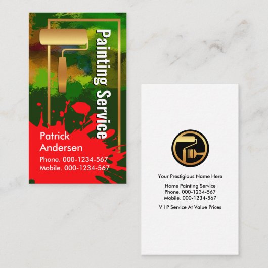 Gouden verfkwast Vuile muurverf Splatter Visitekaartje (Voorkant / Achterkant)