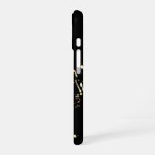 Gouden verfspatten op zwart iPhone 16 hoesje (Linkerkant)