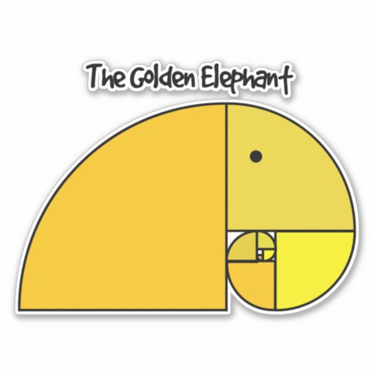 Gouden Verhouding Olifant Fibonacci Sticker (Voorkant)