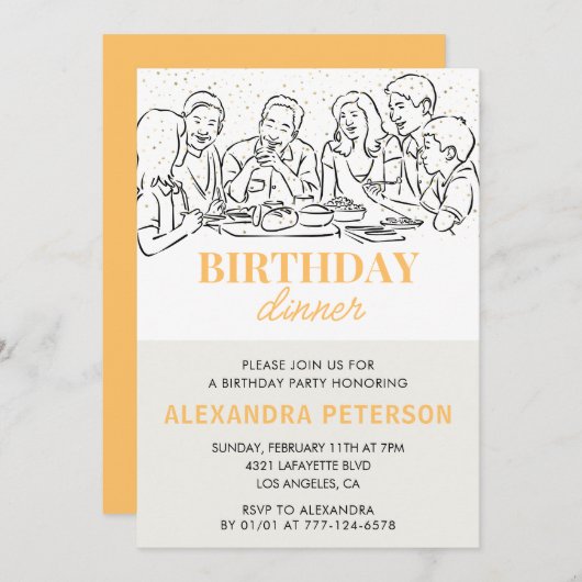 Gouden Verjaardag Diner 88ste verjaardag uitnodigi Kaart (Voorkant / Achterkant)