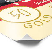 Gouden verjaardag gepersonaliseerde namen rood foto afdruk (Hoek)