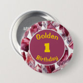 Gouden Verjaardag Januari Birthstone Custom Button (Voorkant /achterkant)