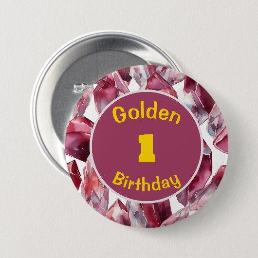 Gouden Verjaardag Januari Birthstone Custom Button (Voorkant /achterkant)