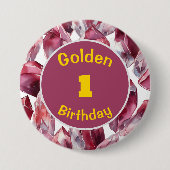 Gouden Verjaardag Januari Birthstone Custom Button (Voorkant)