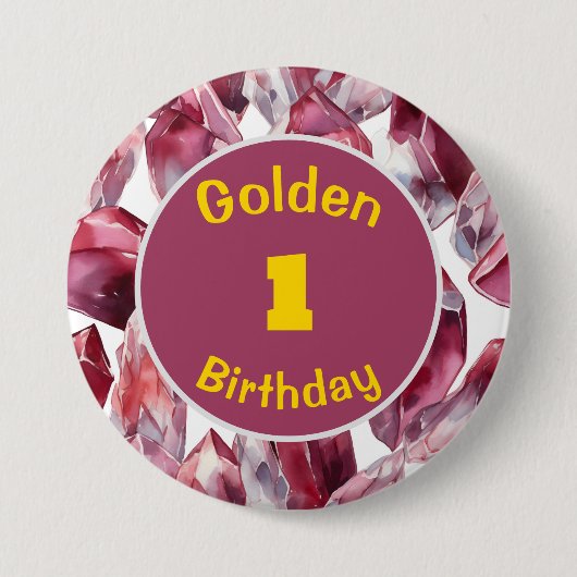 Gouden Verjaardag Januari Birthstone Custom Button (Voorkant)