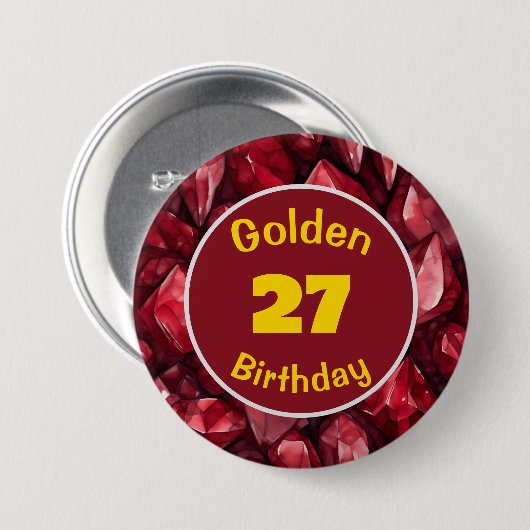 Gouden Verjaardag Juli Birthstone Custom Button (Voorkant /achterkant)