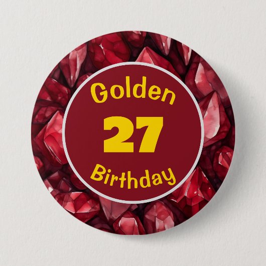 Gouden Verjaardag Juli Birthstone Custom Button (Voorkant)