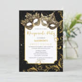 Gouden Verjaardag Masquerade Party Kaart (Staand voorkant)