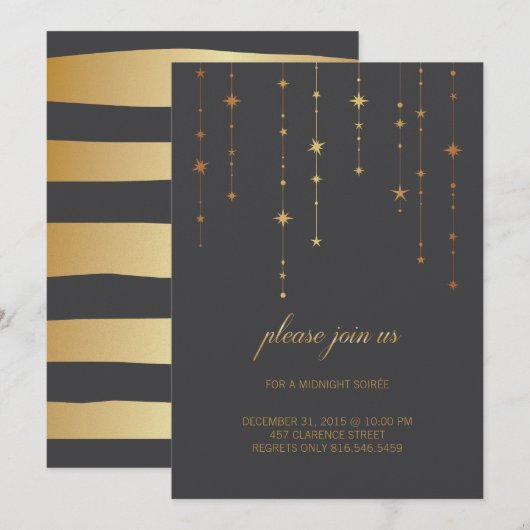 Gouden verjaardag of uitnodiging voor oudejaarsavo (Voorkant / Achterkant)