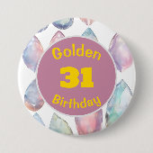 Gouden Verjaardag Oktober Birthstone Custom Button (Voorkant)