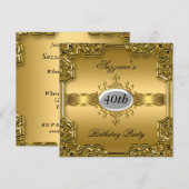 Gouden Verjaardag Party Glamour Hot Invitation Gol Kaart (Voorkant / Achterkant)
