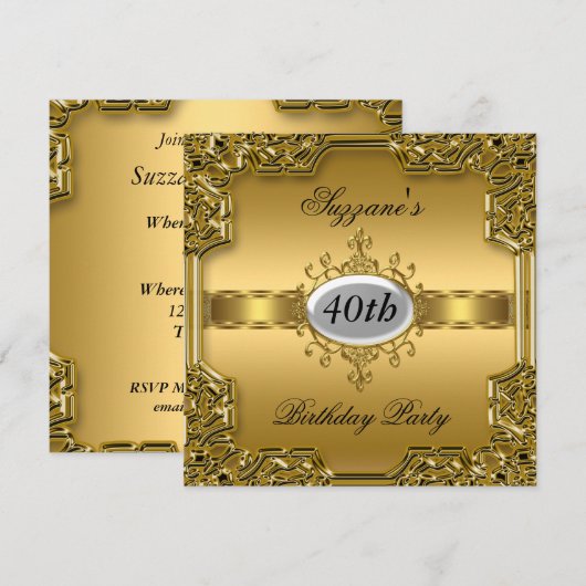 Gouden Verjaardag Party Glamour Hot Invitation Gol Kaart (Voorkant / Achterkant)