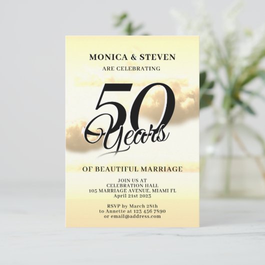 Gouden verjaardag romantische klassieker save the date (Staand voorkant)