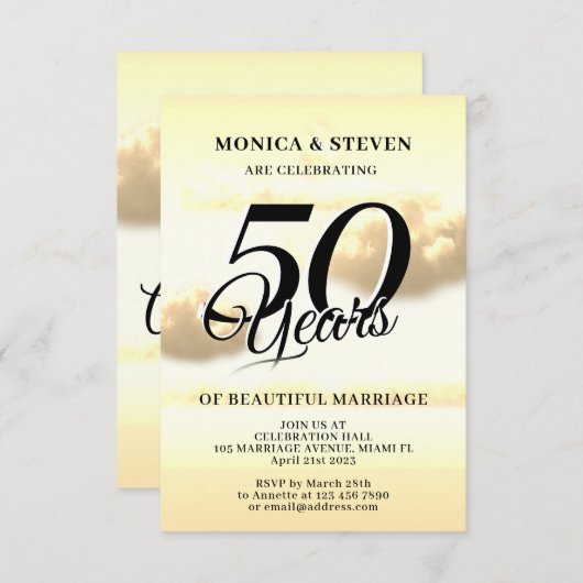 Gouden verjaardag romantische klassieker save the date (Voorkant / Achterkant)